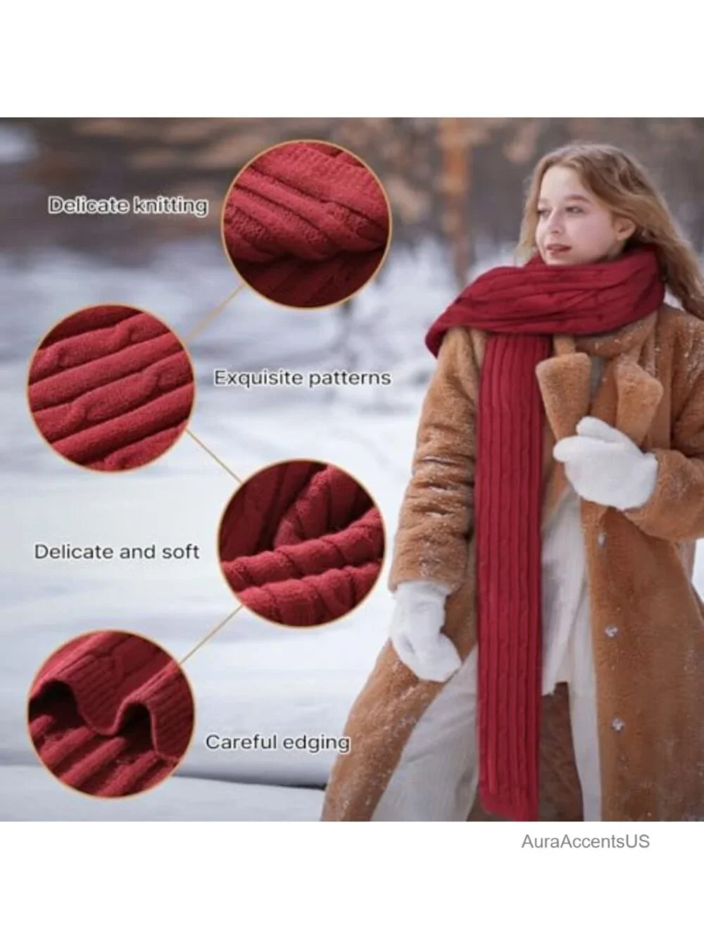 Chunky Knit Winter Scarf for Women Warm Soft Shawl Wrap